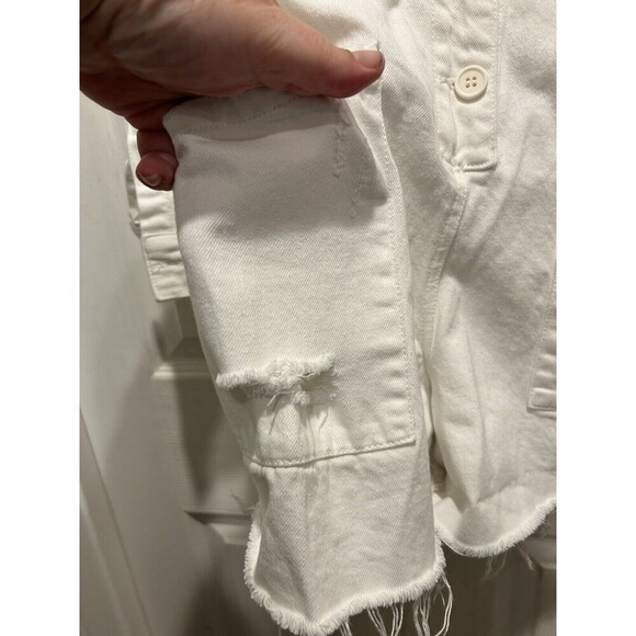 Pistola Freda White Denim Long Sleeve Button Front Romper Women’s Sz Small - Picture 2 of 10